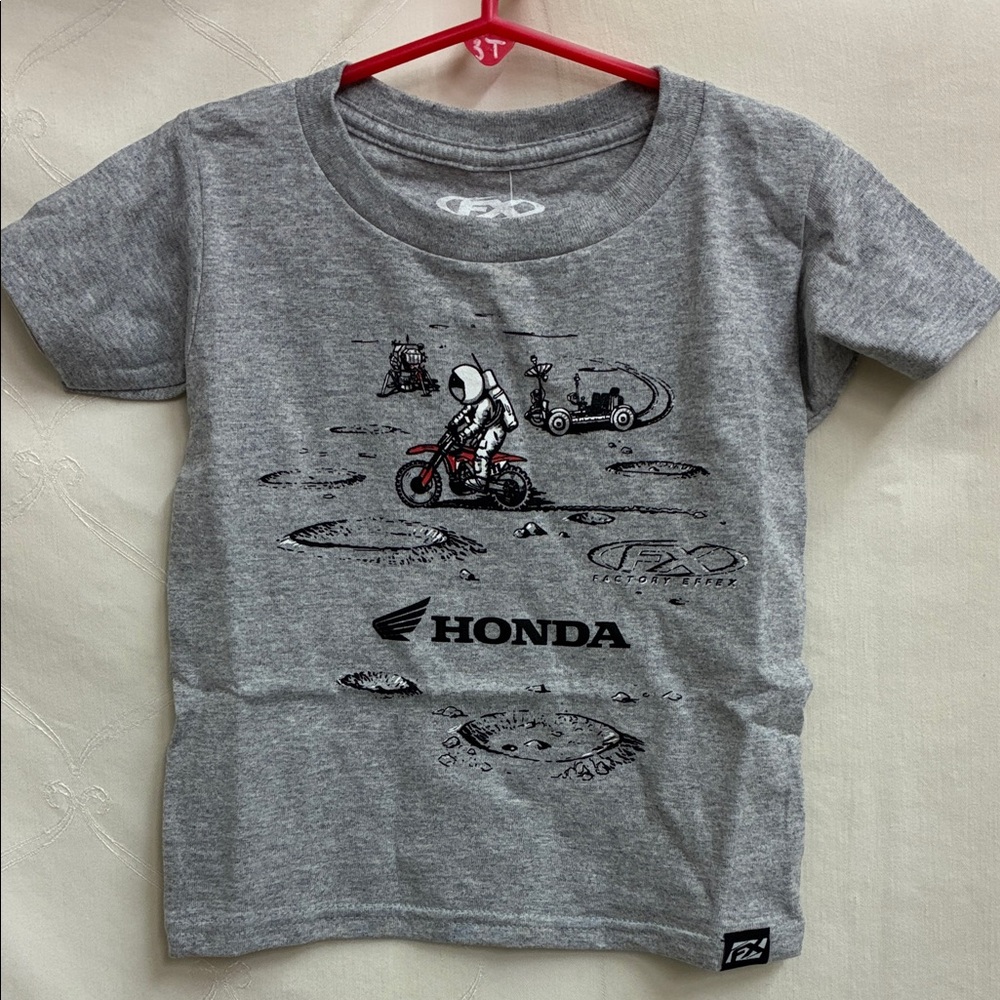 Kids Honda Powersports Youth Moon Landing Astronaut Gray T-Shirt CRF MX Dirtbike